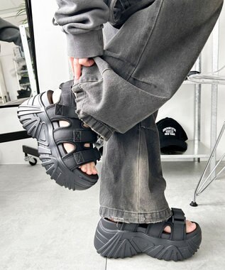 WEGO 厚底ベルトスポーツサンダル ブラック