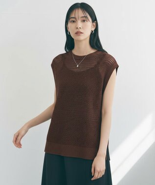 UNFILO リネンペーパー メッシュニット ベスト