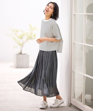 ANY L フライスワイドTシャツ ボーダー