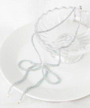 WEGO LビーズBIGリボンネックレス サックス