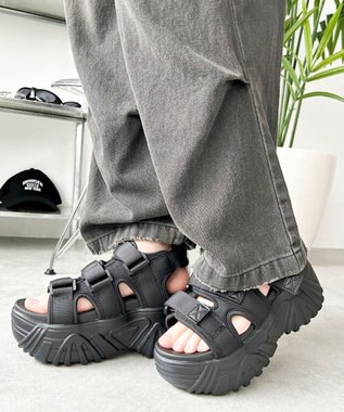 WEGO 厚底ベルトスポーツサンダル ブラック