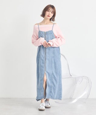 earth music&ecology ダブルジップデニムキャミワンピース Indigo