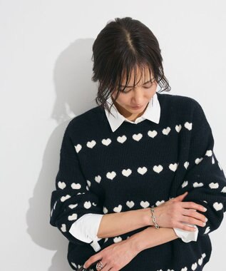 Green Parks ・ｓｗｉｎｇ　ｂｙ　ハートクルーネックニット Black