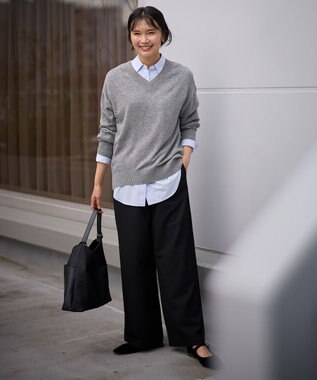 ANY 【手洗い可】イタリーヤーンウールカシミヤミックスＶネックプルオーバー グレー