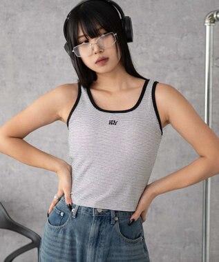 WEGO 【カップ付きインナー】グラフィックカップ付きリブタンク 柄5