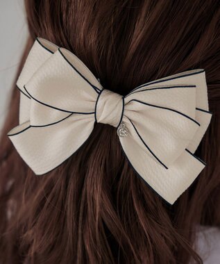 Tiaclasse 配色リボンバレッタ オフホワイト