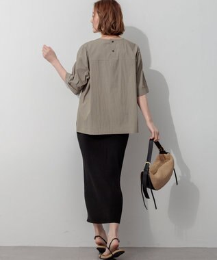 23区 【先行予約/SLOW/一部店舗限定】コットンナイロンタイプライター T ブラウス カーキ