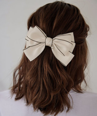 Tiaclasse 配色リボンバレッタ オフホワイト