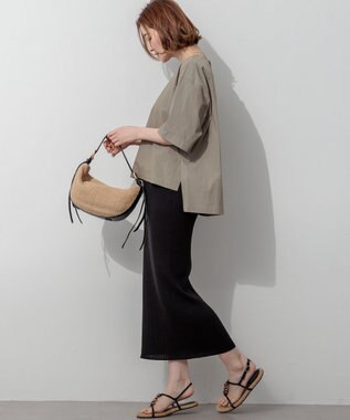 23区 【先行予約/SLOW/一部店舗限定】コットンナイロンタイプライター T ブラウス カーキ