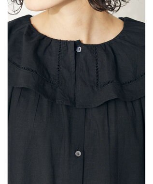 CRAFT STANDARD BOUTIQUE インド綿フリル衿ワンピース Black