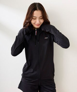 OP／FILA 【FILA】ラッシュガードブロックメッシュ スタンドカラージャケット ブラック