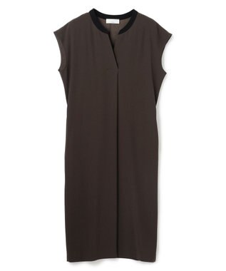 BEIGE， 【Lsize・セットアップ対応】CINDY / 配色ネック フレンチドレス Brown ×Black