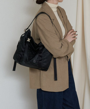 russet ナイロンジャガードメタルバックルショルダーバッグ M(CE-1671)