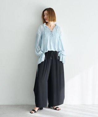 YECCA VECCA コクーンドレープワイドパンツ Black