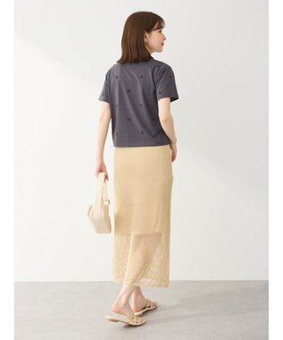 Green Parks ・Ｄｏｕｂｌｅ　Ｆｌａｇｓ　リボン刺繍ＴＥＥ Charcoal Gray