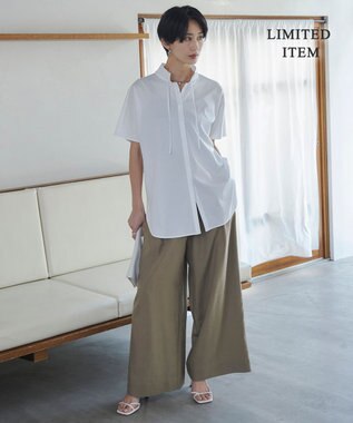 ICB 【WEB限定】ブラウスライクスムース スタンドカラーカットソー オフホワイト系