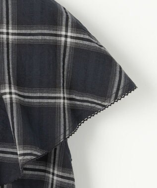 ANY SIS 【洗える】サッカーチェック ブラウス ネイビー