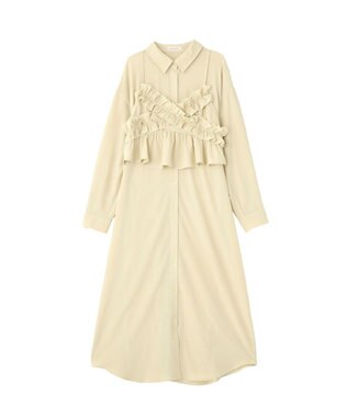 Green Parks ＳＥＴ２点フリルビスチェ＋シャツワンピース Light Khaki