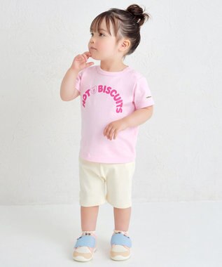 MIKI HOUSE HOT BISCUITS 【70-120cm】ロゴシリーズ 半袖Tシャツ ピンク