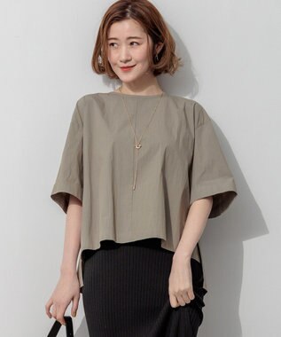 23区 【先行予約/SLOW/一部店舗限定】コットンナイロンタイプライター T ブラウス カーキ