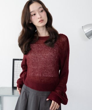 WEGO 【25年秋冬新作】モヘアタッチ2WAYリボンカーデ ワイン