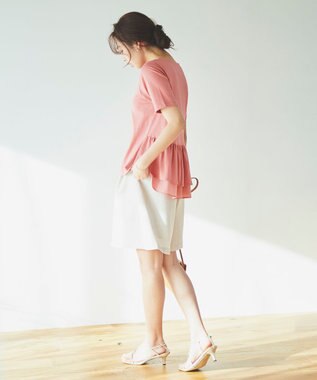 Feroux 【UVケア】バックペプラムチュニック Tシャツ ピンク系