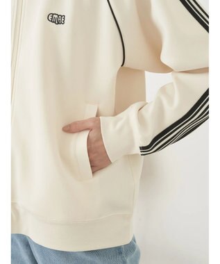 earth music&ecology スポーティー袖ラインブルゾン Ivory