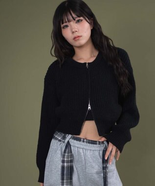 WEGO ダブルZIPニットカーデ