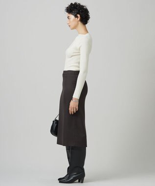 ICB L 【洗える】プロヴィスウールツイル  タイトスカート チャコール系
