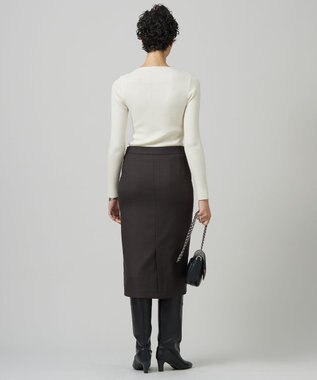 ICB L 【洗える】プロヴィスウールツイル  タイトスカート チャコール系