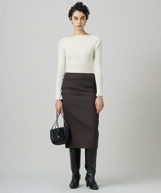 ICB L 【洗える】プロヴィスウールツイル  タイトスカート チャコール系