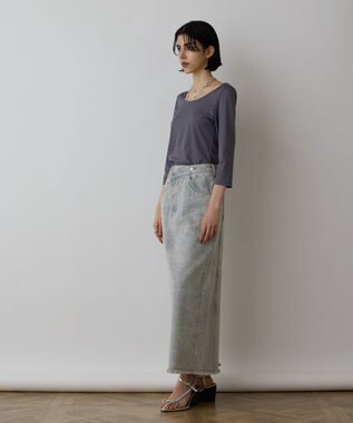 GRACE CONTINENTAL ピグメントタイトスカート ブルー