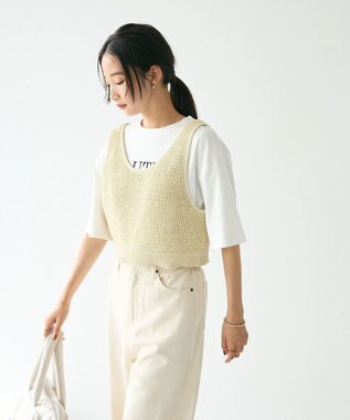 CRAFT STANDARD BOUTIQUE ワッフル編み短丈ニットベスト Ivory