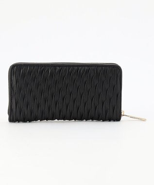 LA BAGAGERIE シープレザープリーツ加工ラウンドウォレット ブラック