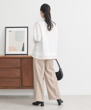 earth music&ecology シフォン×チュールレイヤードシャツ Off White