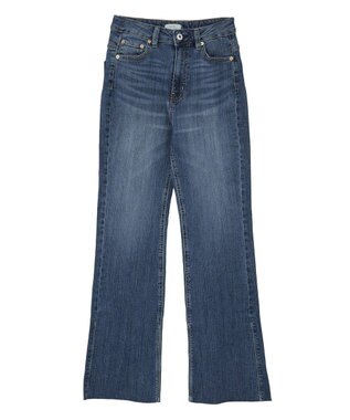 earth music&ecology 【セルフカット可】ストレッチフレアデニムパンツ Indigo