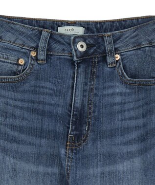 earth music&ecology 【セルフカット可】ストレッチフレアデニムパンツ Indigo