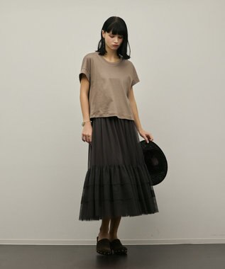 GRACE CONTINENTAL チュールティアードスカート グレー