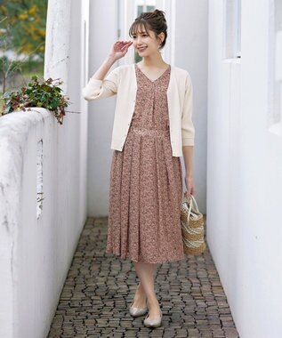 Tiaclasse 【洗える】スリット袖Vネックリブカーディガン アイボリー