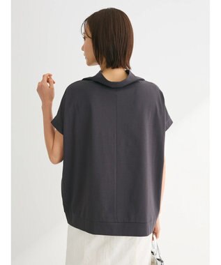 Green Parks フレンチスリーブ抜け襟カットプルオーバー Charcoal Gray