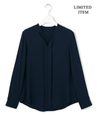 ICB L 【新色追加・WEB限定】BackSatinAmunzen キーネックブラウス