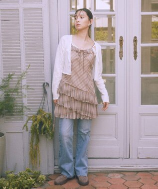 earth music&ecology 【セルフカット可】ストレッチフレアデニムパンツ Light Indigo