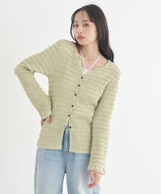 earth music&ecology 【予約】シャーリングカットカーディガン ミント