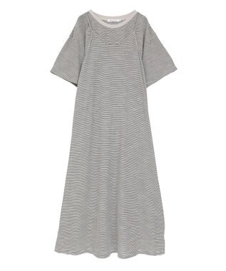 AMERICAN HOLIC 【2点セット】レイヤードボーダーＴワンピース Black