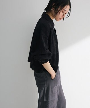 Green Parks ・ＳＵＧＡＲ　ＳＰＯＯＮ　カットレースショートシャツ Black