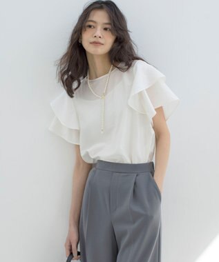 組曲 S カールマイヤーフリル ブラウス アイボリー系