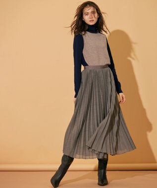 BEIGE， 【WEB限定・S-size】ROGAN / タートルネックニット Taupe×Navy