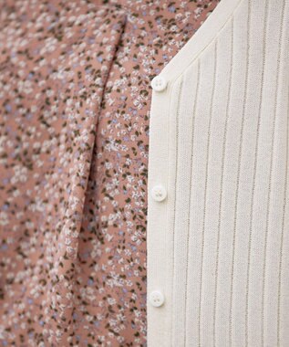 Tiaclasse 【洗える】スリット袖Vネックリブカーディガン アイボリー