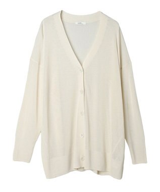 earth music&ecology シアーＢＩＧカーディガン Ivory