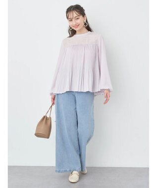 earth music&ecology レースプリーツブラウス Light Pink